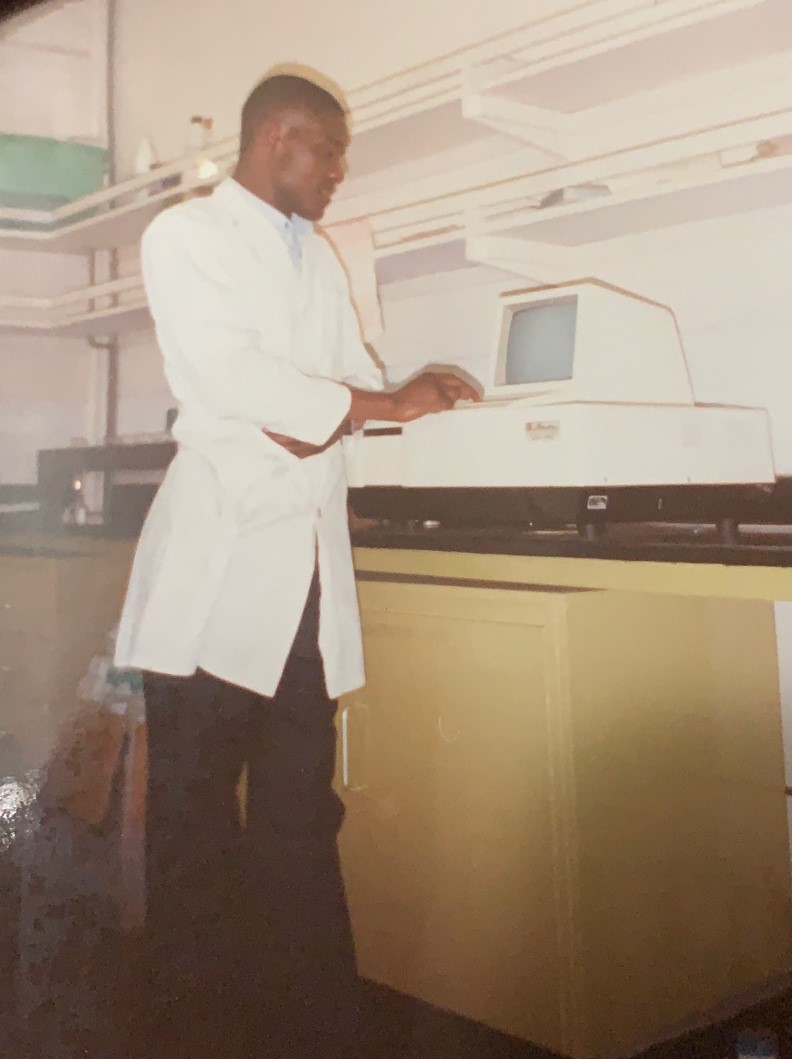 My dad as a lab technician in Zimbabwe